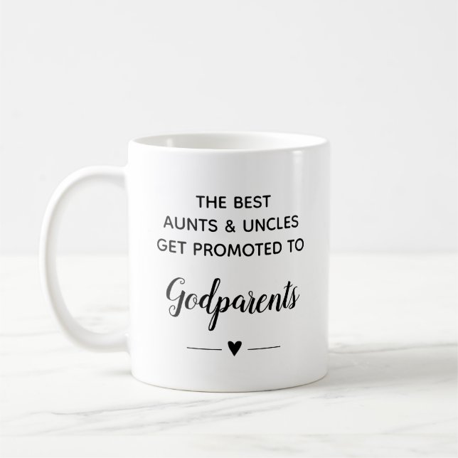 Best Aunt Uncle Promoted To Godparents Proposal Coffee Mug (Left)
