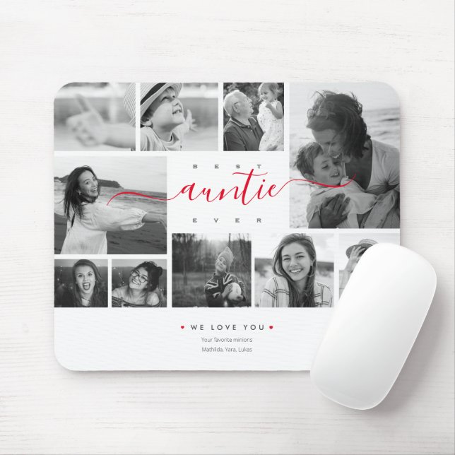 Best AUNTEver Script Mother's Day 10 Photo Collage Mouse Mat (With Mouse)