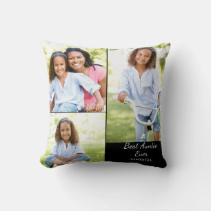 Best Auntie 3 Photo Collage Name Cushion