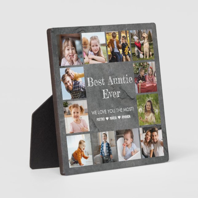 Best Auntie Ever 12 Photo Collage  Plaque (Front)