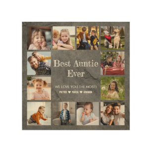 Best Auntie Ever 12 Photo Collage  Wood Wall Art