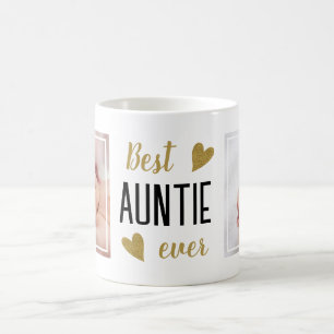 Best Auntie Ever 2 Photo Black And Gold  Coffee Mug