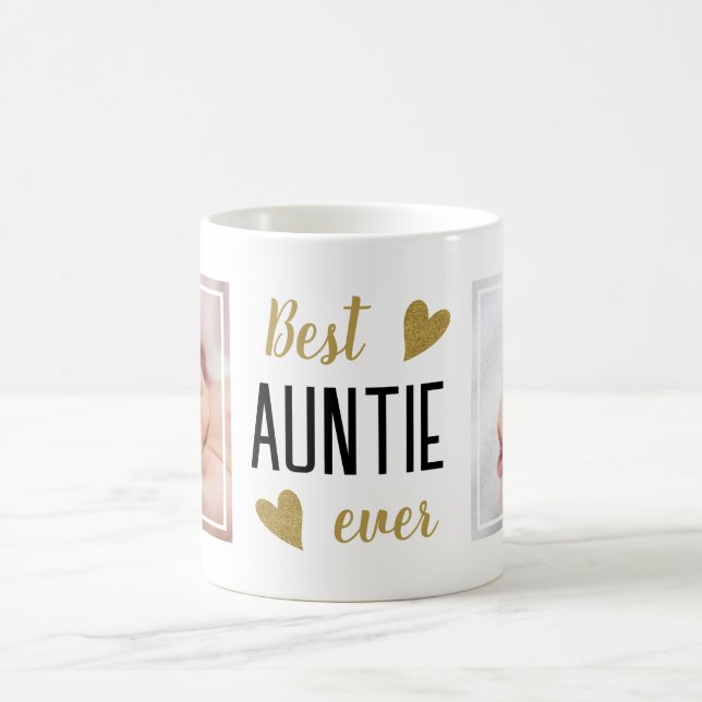 Best Auntie Ever 2 Photo Black And Gold  Coffee Mug (Center)