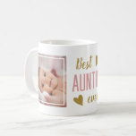 Best Auntie Ever 2 Photo Pink And Gold Keepsake   Coffee Mug<br><div class="desc">Best auntie ever photo mug to personalise with 2 photos. Makes a great gift for birthday, mother's day and holidays.</div>