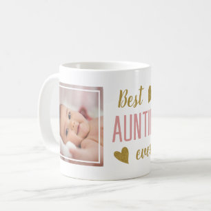 Best Auntie Ever 2 Photo Pink And Gold Keepsake   Coffee Mug