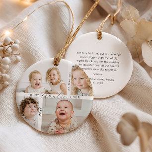 Best Auntie Ever 4 Photo Family Christmas Ceramic Tree Decoration