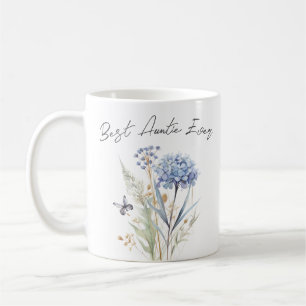 Best Auntie Ever blue flowers watercolor Coffee Mug