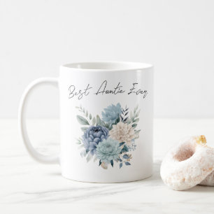 Best Auntie Ever blue flowers watercolor Coffee Mug
