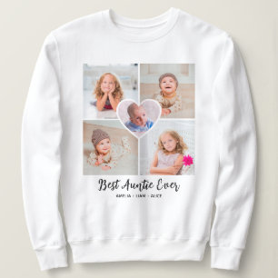 "Best Auntie Ever" Custom Photo Collage Heart Sweatshirt