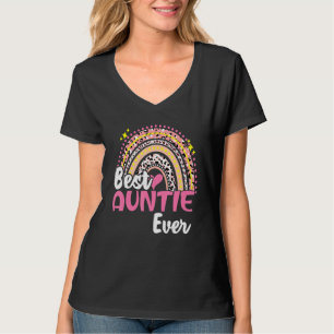 Best Auntie Ever Funny Pink Leopard Rainbow Mother T-Shirt