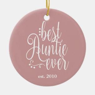 Best Auntie Ever Mauve Ceramic Tree Decoration