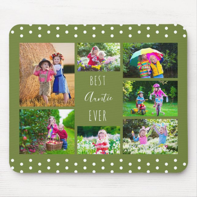 Best Auntie Ever Olive Green Photo Collage Mouse Mat (Front)