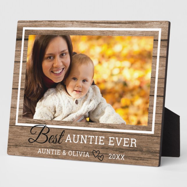 Best Auntie Ever Rustic Wood 8 X 10 Photo Plaque (Side)