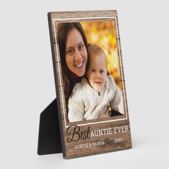 Best Auntie Ever Rustic Wood  Photo 5" X 7"   Plaque (Side)
