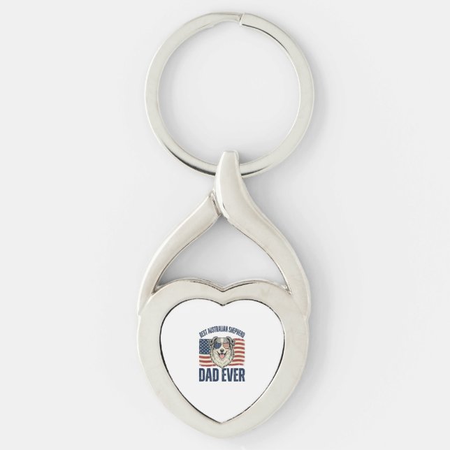 Best Australian Shepherd Dad Ever Patriotic Key Ring (Front)