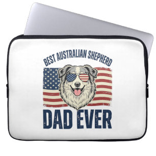 Best Australian Shepherd Dad Ever Patriotic Laptop Sleeve