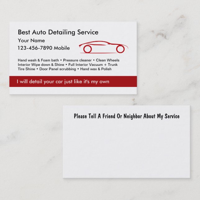Best Automotive Detailing Services Business Cards (Front/Back)