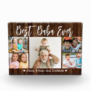 Best Baba Ever Grandkids 5 Picture Collage Wood Photo Block