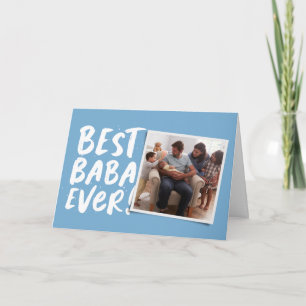 Best baba ever modern photo blue Father's Day Card