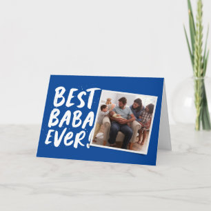 Best baba ever modern photo blue Father's Day Card