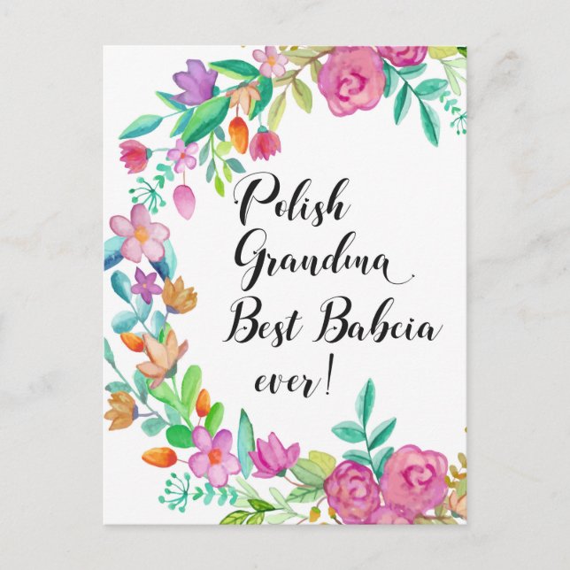 Best Babcia Ever Polish Grandma Gift Postcard (Front)