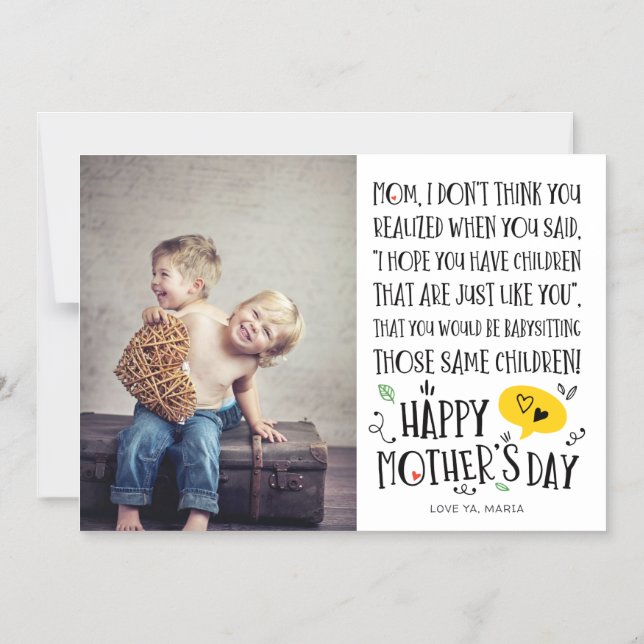 Best Baby Sitter Funny Mother's Day Magnetic Card (Front)