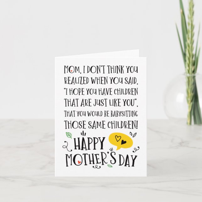 Best Baby Sitter Mum Funny Mother's Day Card (Front)