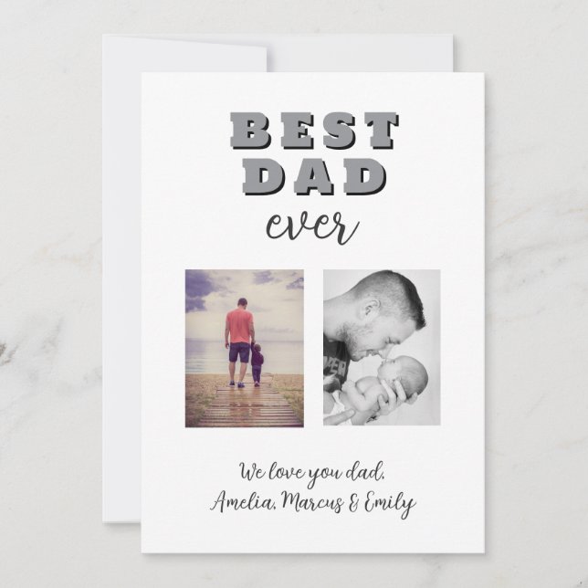 Best Bad Ever 2 Photo Collage Father`s Day Holiday Card (Front)