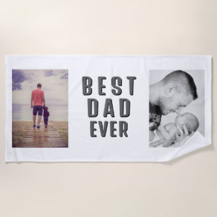 Best Bad Ever Father`s Day 2 Photo Collage Beach Towel