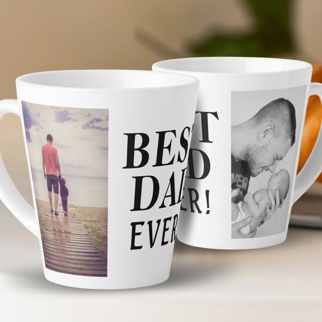 Best Bad Ever Father`s Day 2 Photo Collage Latte Mug (Creator Uploaded)