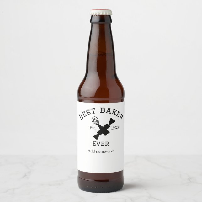 Best baker ever add name text baking est year cook beer bottle label (Front)