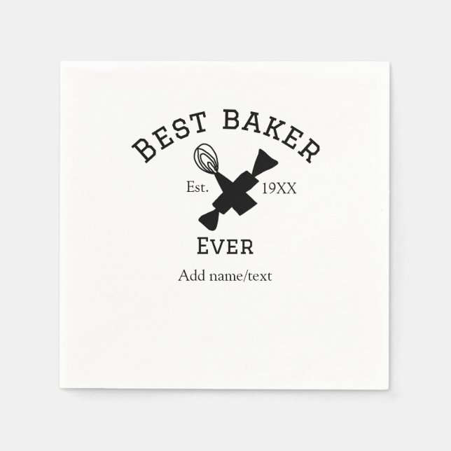 Best baker ever add name text baking est year cook napkin (Front)