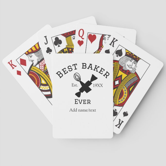 Best baker ever add name text baking est year cook playing cards (Back)