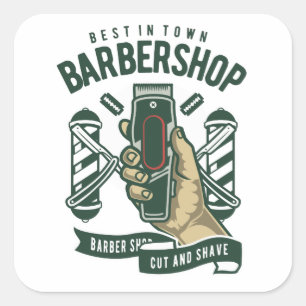 Best Barbershop Vintage Logo  Square Sticker