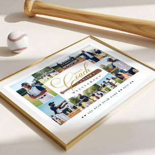 Best Baseball Coach Ever Team Sports Photo Collage Poster