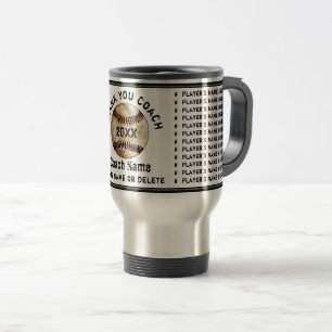 Best Baseball Coach Gifts with All Player's Names Travel Mug