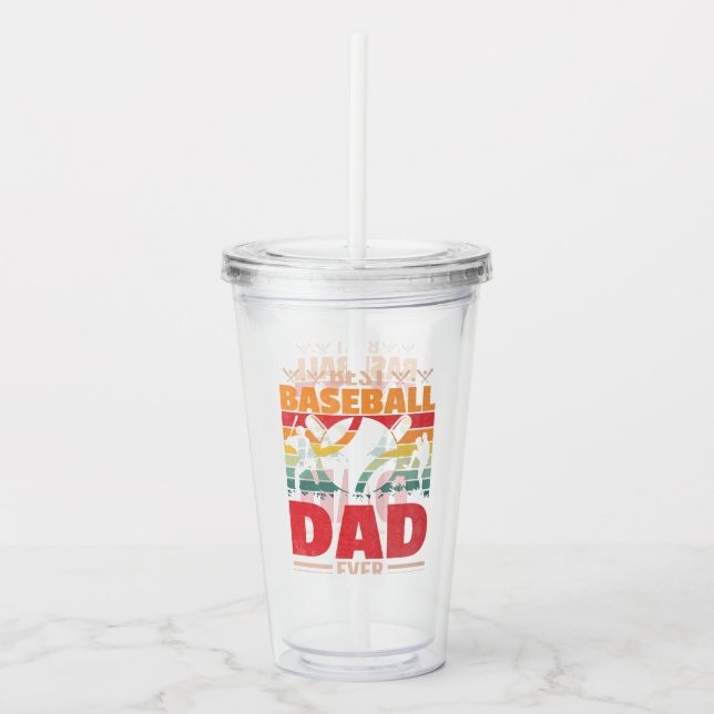 Best Baseball Dad Ever Acrylic Tumbler (Front)