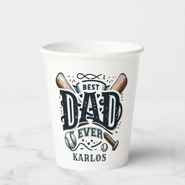 Best Baseball Dad Ever Paper Cups (Front)