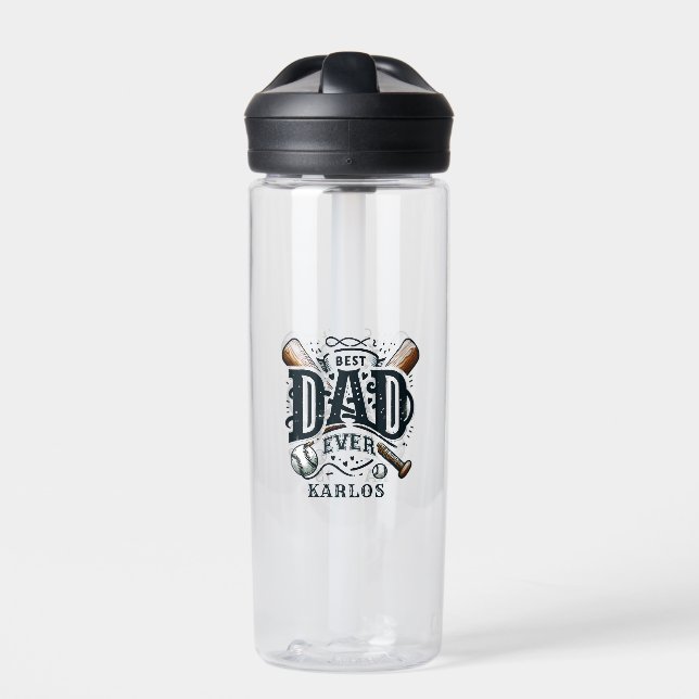 Best Baseball Dad Ever Water Bottle (Front)