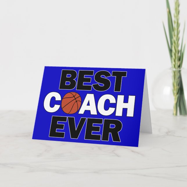 Best Basketball Coach Ever Custom Colour Greeting Thank You Card (Front)