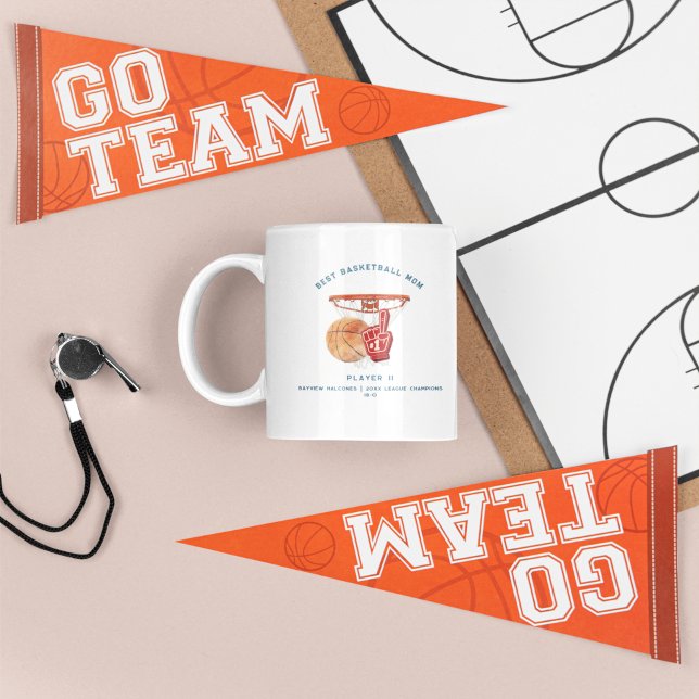 Best Basketball Mum | Cute Monogram Photo Coffee Mug (Creator Uploaded)