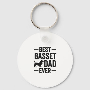 Best Basset Dad Ever Vintage Engraving Dog Shirt D Key Ring