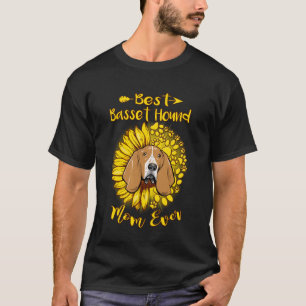 Best Basset Hound Dog Mum Ever Sunflower Funny Paw T-Shirt