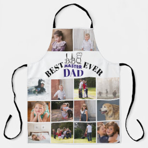 Best BBQ master dad Fathers Day blue photo Apron