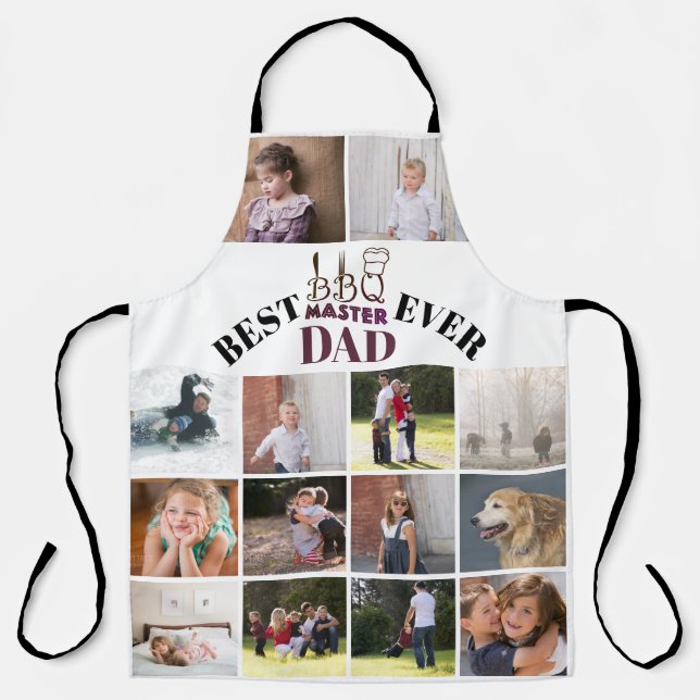 Best BBQ master dad Fathers Day burgundy photo  Apron (Front)