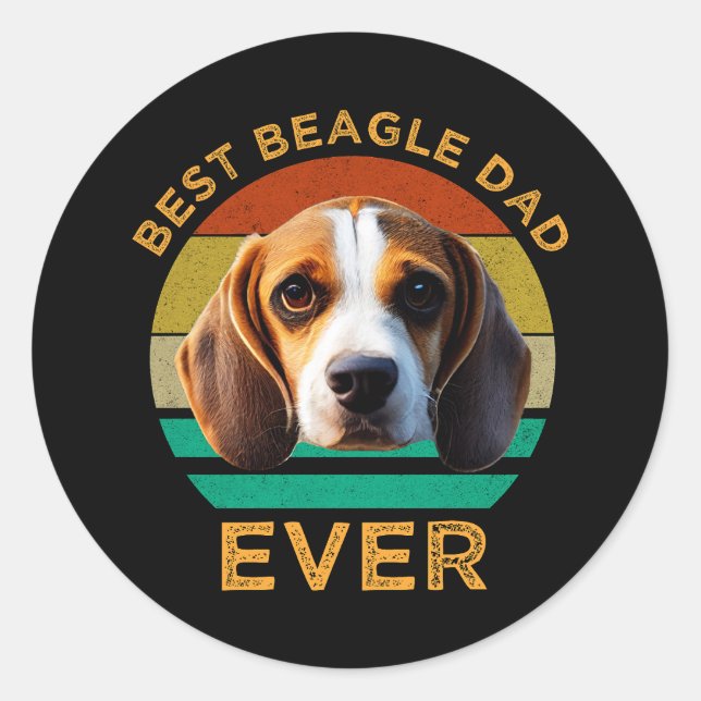 Best Beagle Dad Ever Classic Round Sticker (Front)
