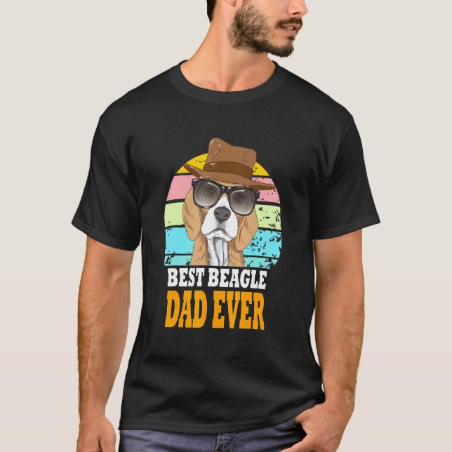 Best Beagle Dad Ever Dogs Retro Puppy Sunglasses H T-Shirt (Front)