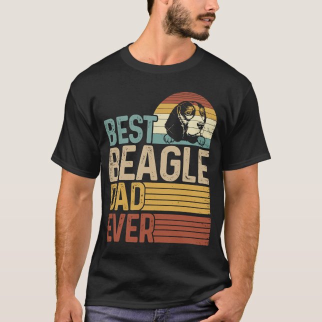 Best Beagle Dad Ever Retro Fathers Day T-Shirt (Front)
