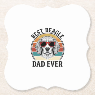 Best Beagle Dad Ever Vintage Beagle Shirt Design_1 Paper Coaster