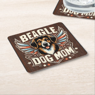 Best Beagle Dog Mum Ever - Beagle Dog Lover Gift Square Paper Coaster